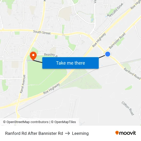 Ranford Rd After Bannister Rd to Leeming map