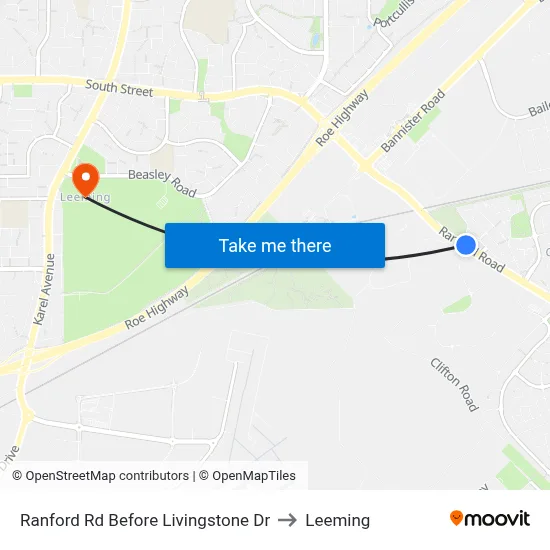 Ranford Rd Before Livingstone Dr to Leeming map