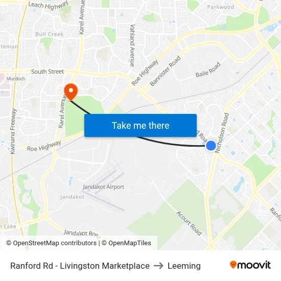 Ranford Rd - Livingston Marketplace to Leeming map