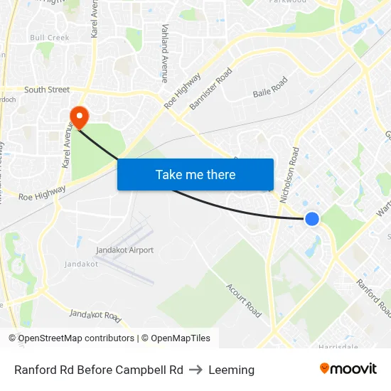 Ranford Rd Before Campbell Rd to Leeming map