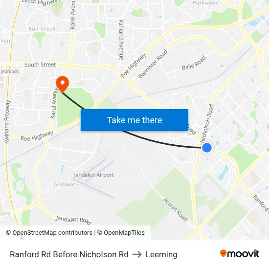 Ranford Rd Before Nicholson Rd to Leeming map