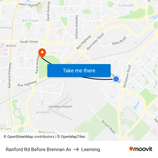 Ranford Rd Before Brennan Av to Leeming map