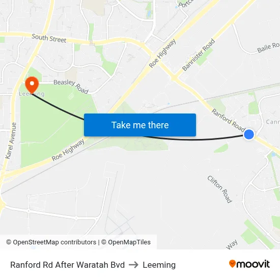 Ranford Rd After Waratah Bvd to Leeming map