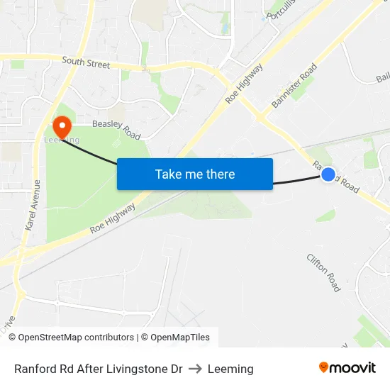 Ranford Rd After Livingstone Dr to Leeming map
