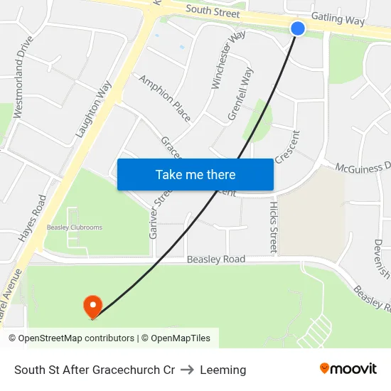 South St After Gracechurch Cr to Leeming map