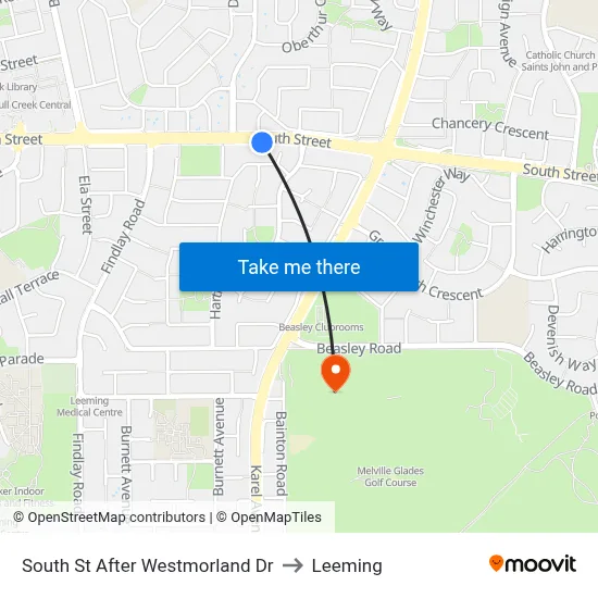 South St After Westmorland Dr to Leeming map