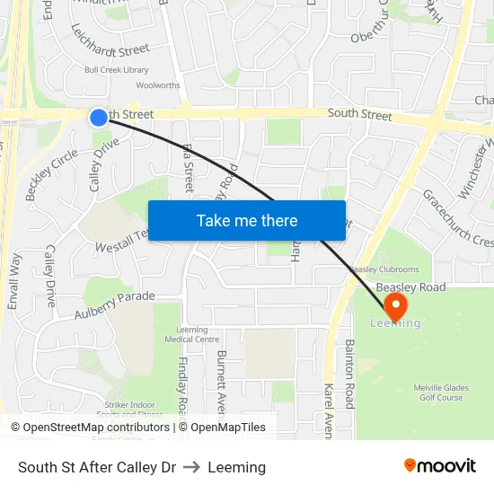 South St After Calley Dr to Leeming map