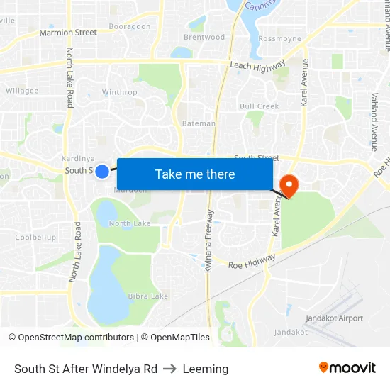 South St After Windelya Rd to Leeming map