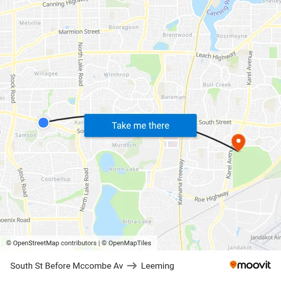 South St Before Mccombe Av to Leeming map