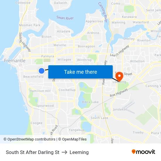 South St After Darling St to Leeming map