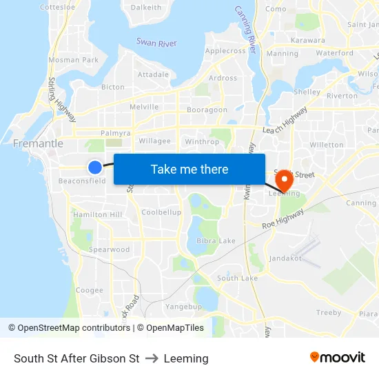 South St After Gibson St to Leeming map