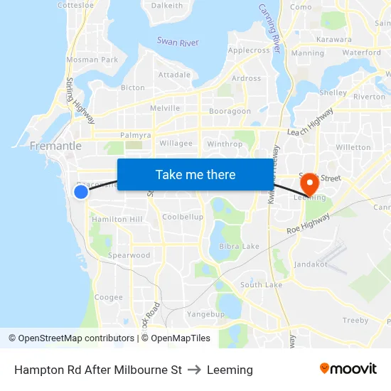 Hampton Rd After Milbourne St to Leeming map