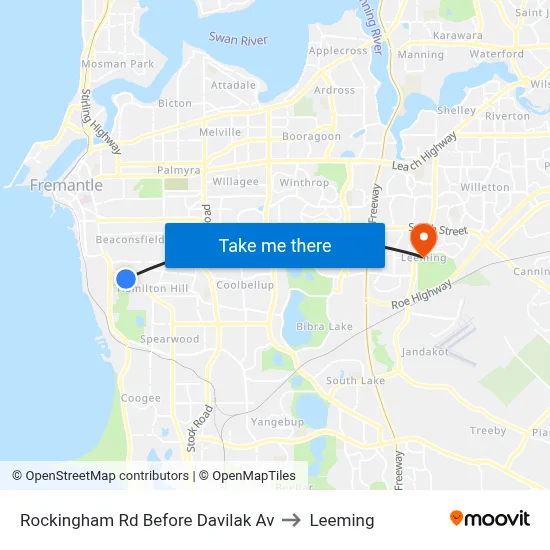 Rockingham Rd Before Davilak Av to Leeming map