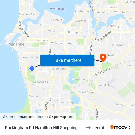 Rockingham Rd Hamilton Hill Shopping Ctr to Leeming map