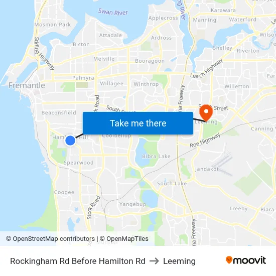 Rockingham Rd Before Hamilton Rd to Leeming map