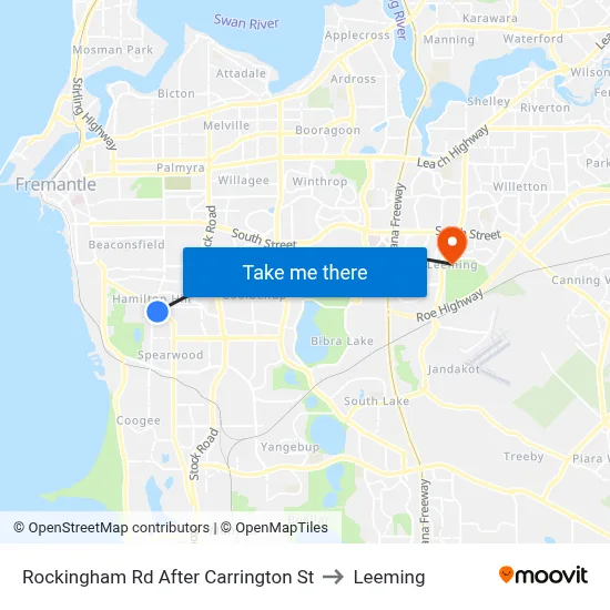 Rockingham Rd After Carrington St to Leeming map