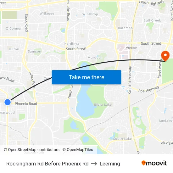 Rockingham Rd Before Phoenix Rd to Leeming map