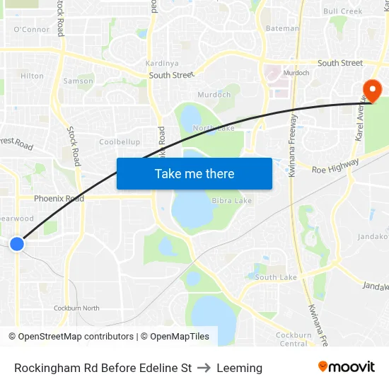 Rockingham Rd Before Edeline St to Leeming map