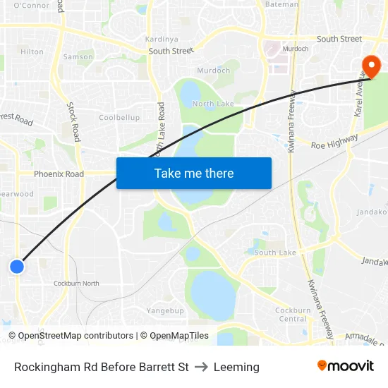 Rockingham Rd Before Barrett St to Leeming map