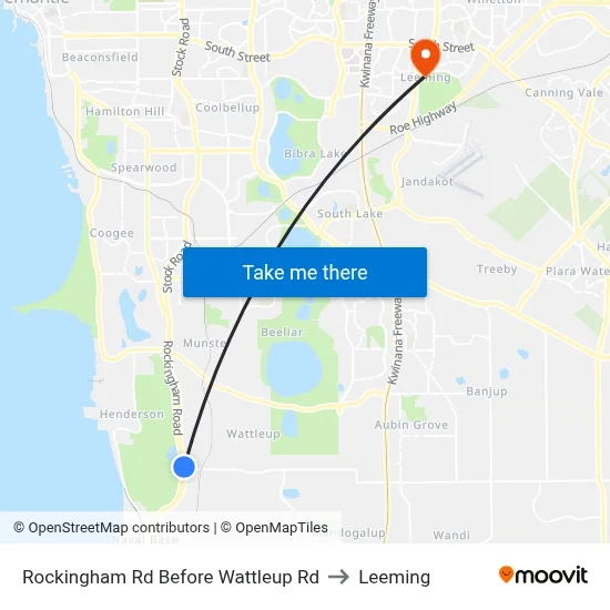 Rockingham Rd Before Wattleup Rd to Leeming map