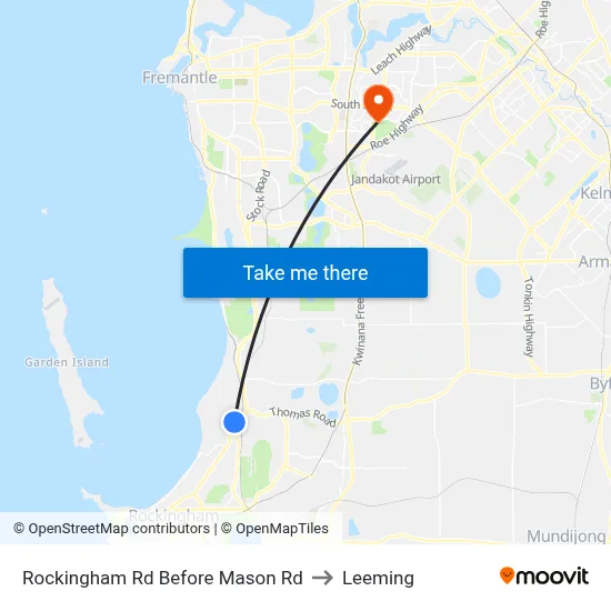 Rockingham Rd Before Mason Rd to Leeming map