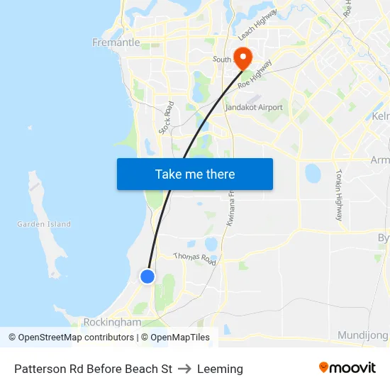 Patterson Rd Before Beach St to Leeming map