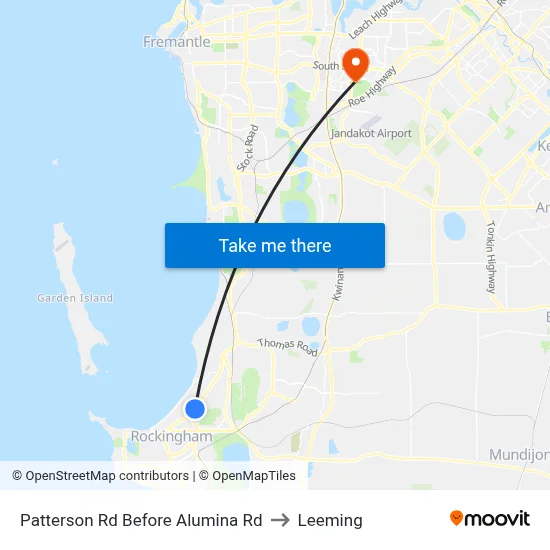 Patterson Rd Before Alumina Rd to Leeming map
