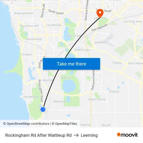 Rockingham Rd After Wattleup Rd to Leeming map