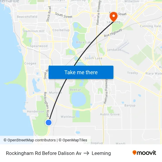 Rockingham Rd Before Dalison Av to Leeming map