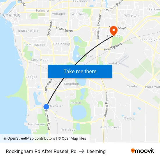 Rockingham Rd After Russell Rd to Leeming map