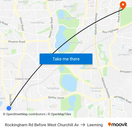 Rockingham Rd Before West Churchill Av to Leeming map