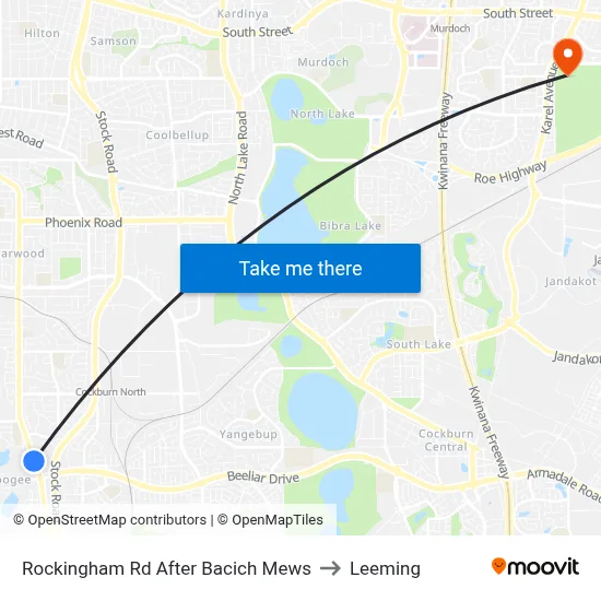Rockingham Rd After Bacich Mews to Leeming map