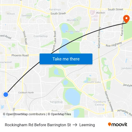 Rockingham Rd Before Barrington St to Leeming map