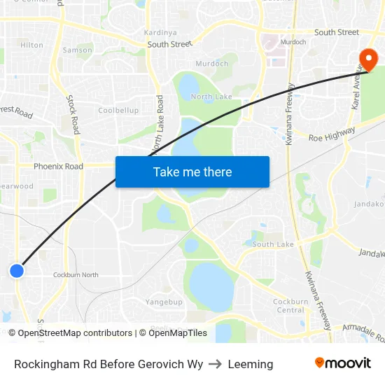 Rockingham Rd Before Gerovich Wy to Leeming map