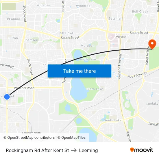 Rockingham Rd After Kent St to Leeming map