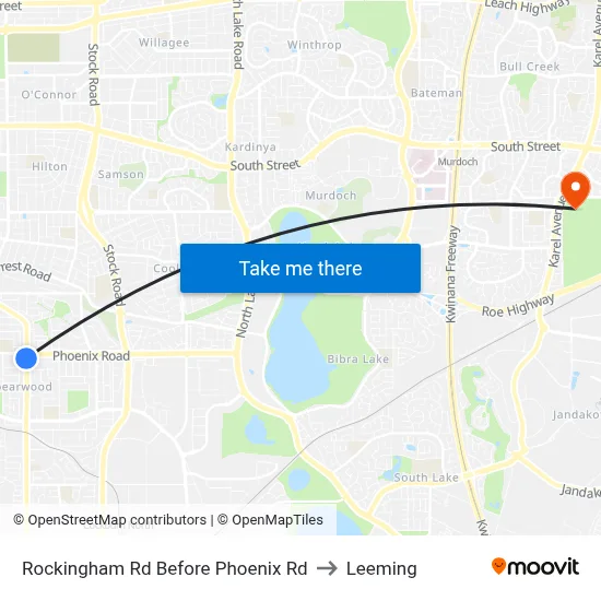 Rockingham Rd Before Phoenix Rd to Leeming map