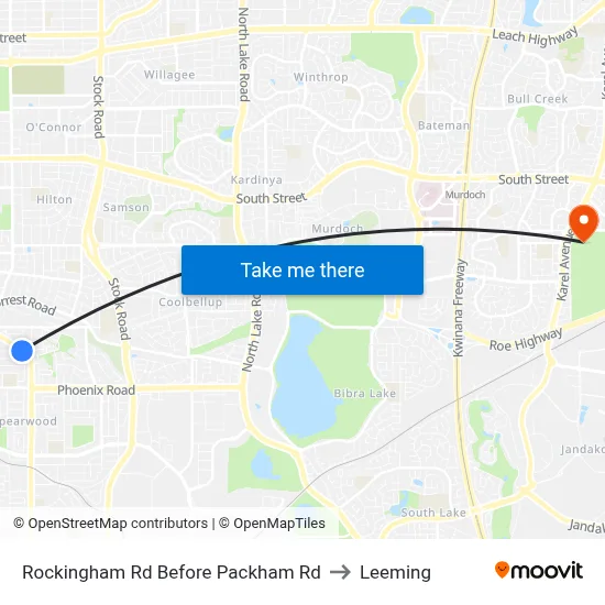 Rockingham Rd Before Packham Rd to Leeming map