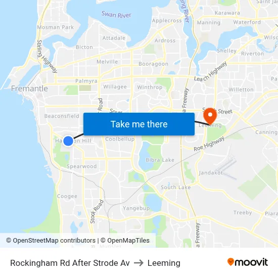 Rockingham Rd After Strode Av to Leeming map