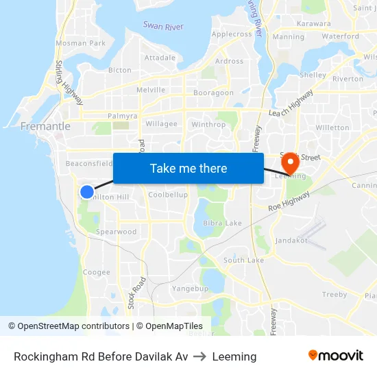 Rockingham Rd Before Davilak Av to Leeming map