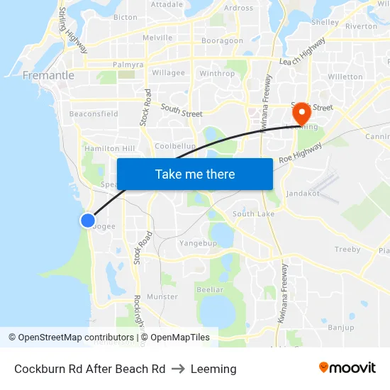 Cockburn Rd After Beach Rd to Leeming map