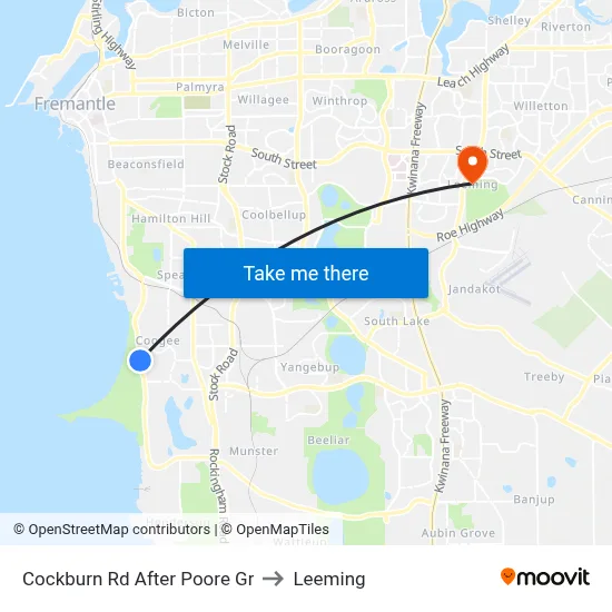 Cockburn Rd After Poore Gr to Leeming map