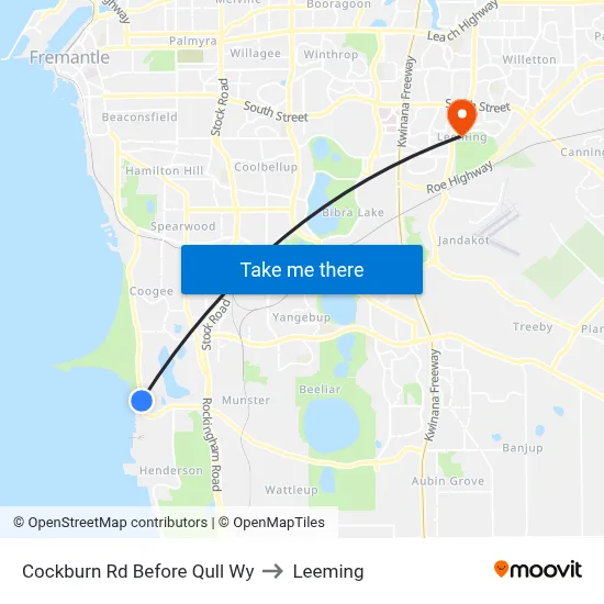 Cockburn Rd Before Qull Wy to Leeming map