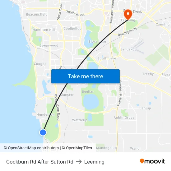 Cockburn Rd After Sutton Rd to Leeming map