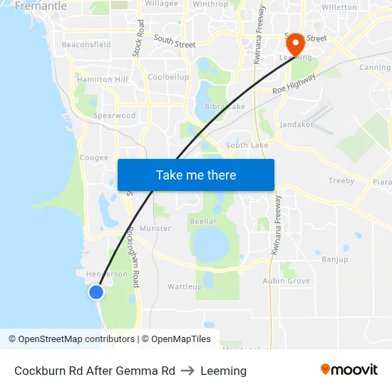 Cockburn Rd After Gemma Rd to Leeming map