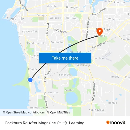 Cockburn Rd After Magazine Ct to Leeming map