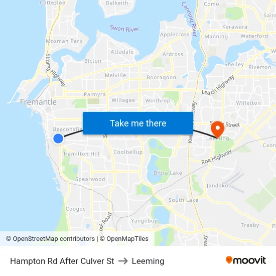 Hampton Rd After Culver St to Leeming map