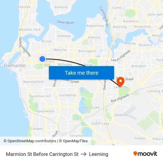Marmion St Before Carrington St to Leeming map