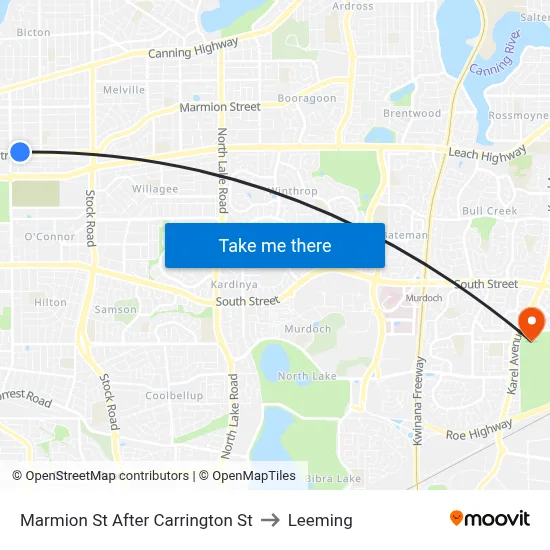 Marmion St After Carrington St to Leeming map
