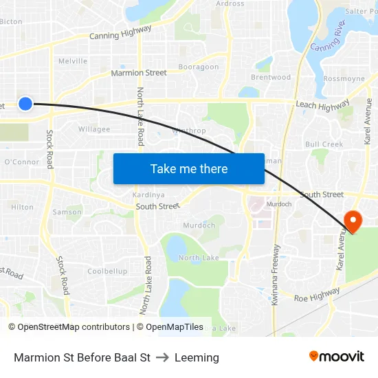 Marmion St Before Baal St to Leeming map