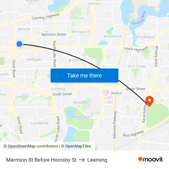 Marmion St Before Hornsby St to Leeming map